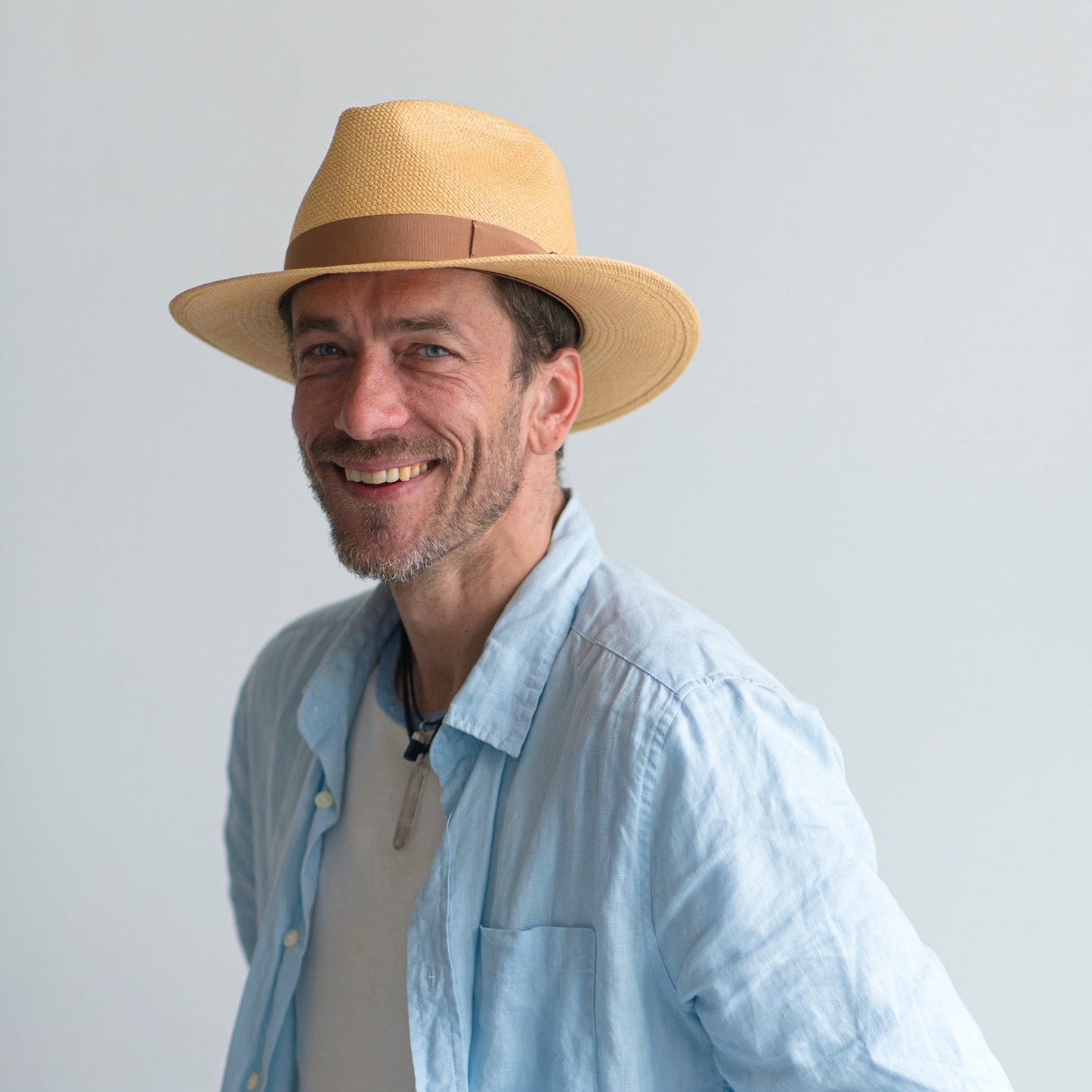 Grosgrain | Panama Western Fedora Hat - Brown