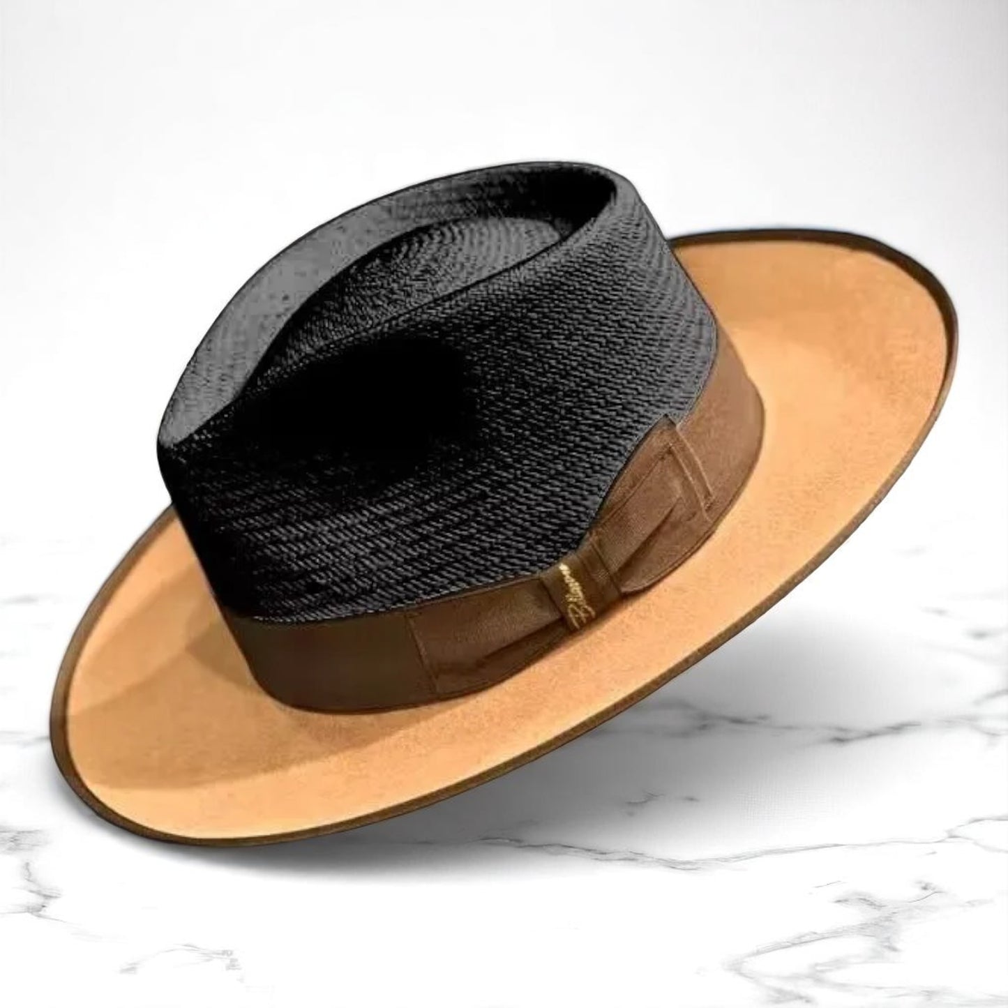 Two Tone | Exclusive Panama and Felt Fedora Hat - Black/Camel