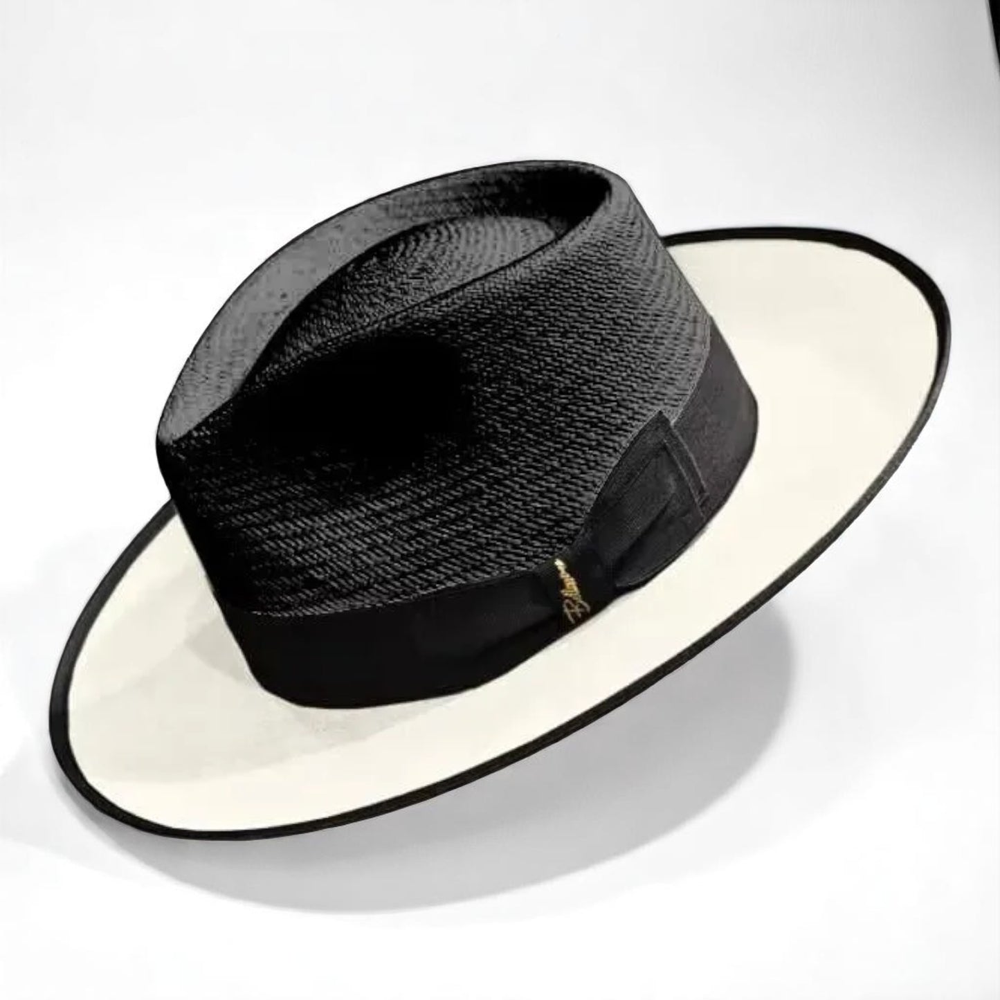 Two Tone | Exclusive Panama and Felt Fedora Hat - Black/Ivory
