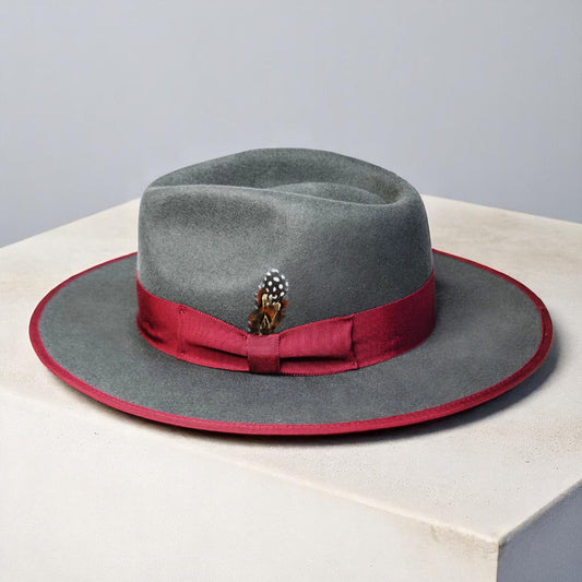 Ferguson | Wool Felt Fedora Slate Burgundy