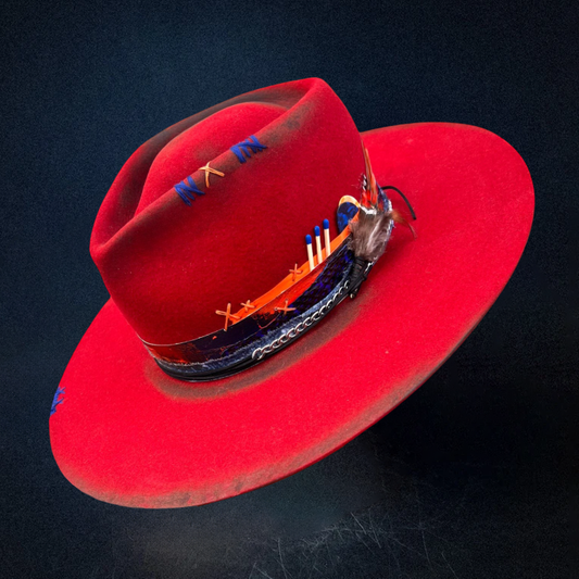 Flame Fedora Hat - Red