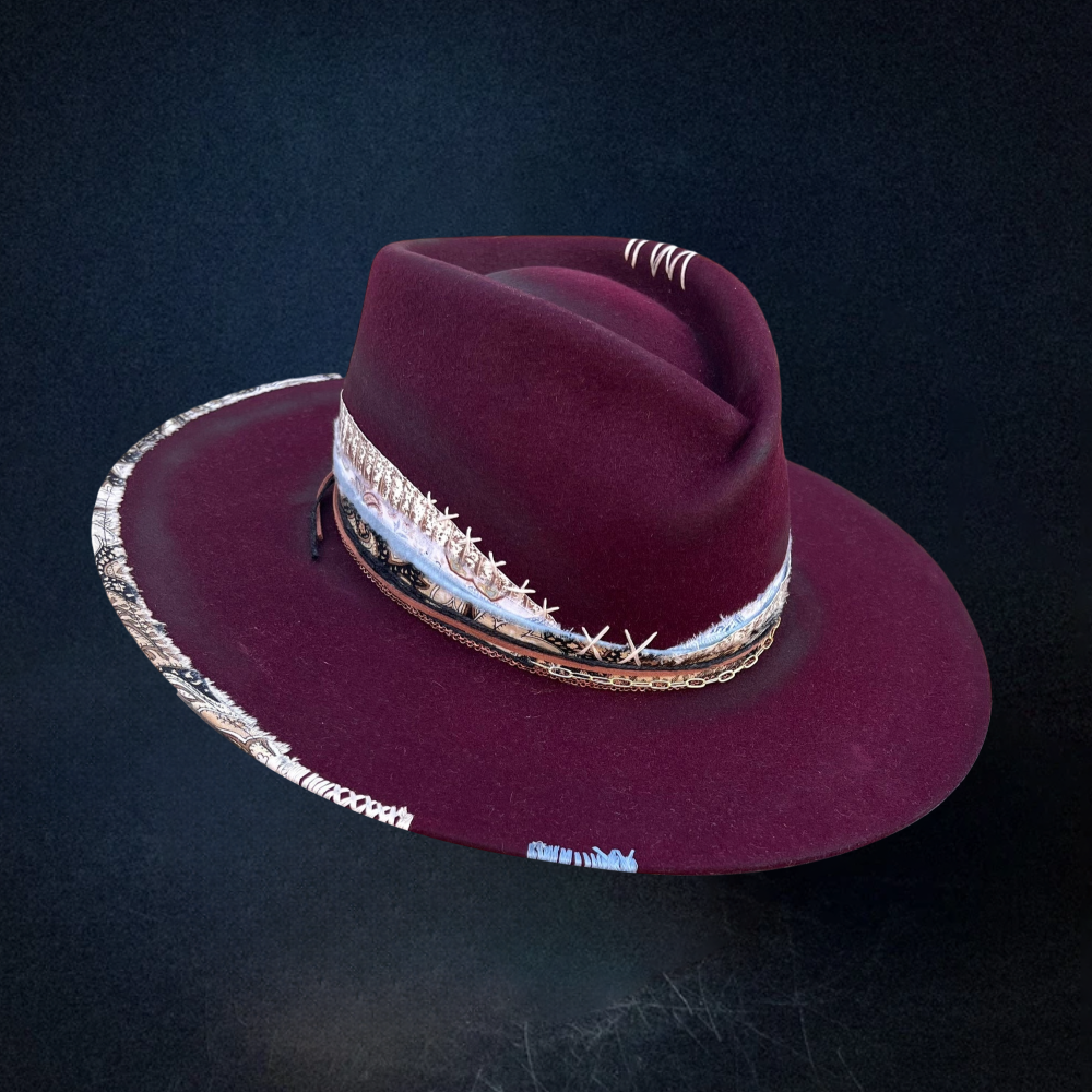 Mulled Wine Fedora Hat - Rose