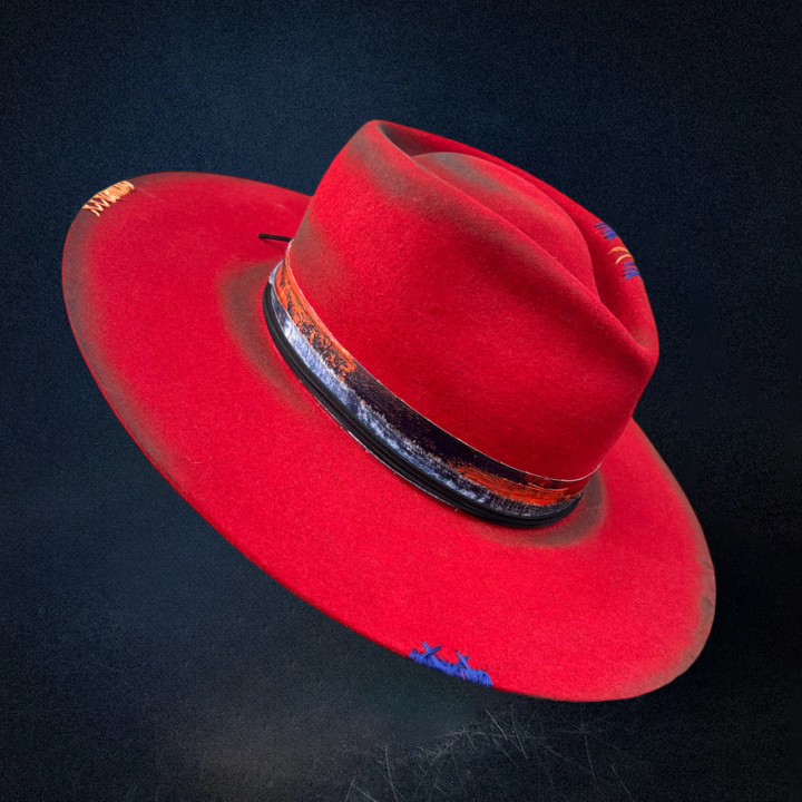Flame Fedora Hat - Red