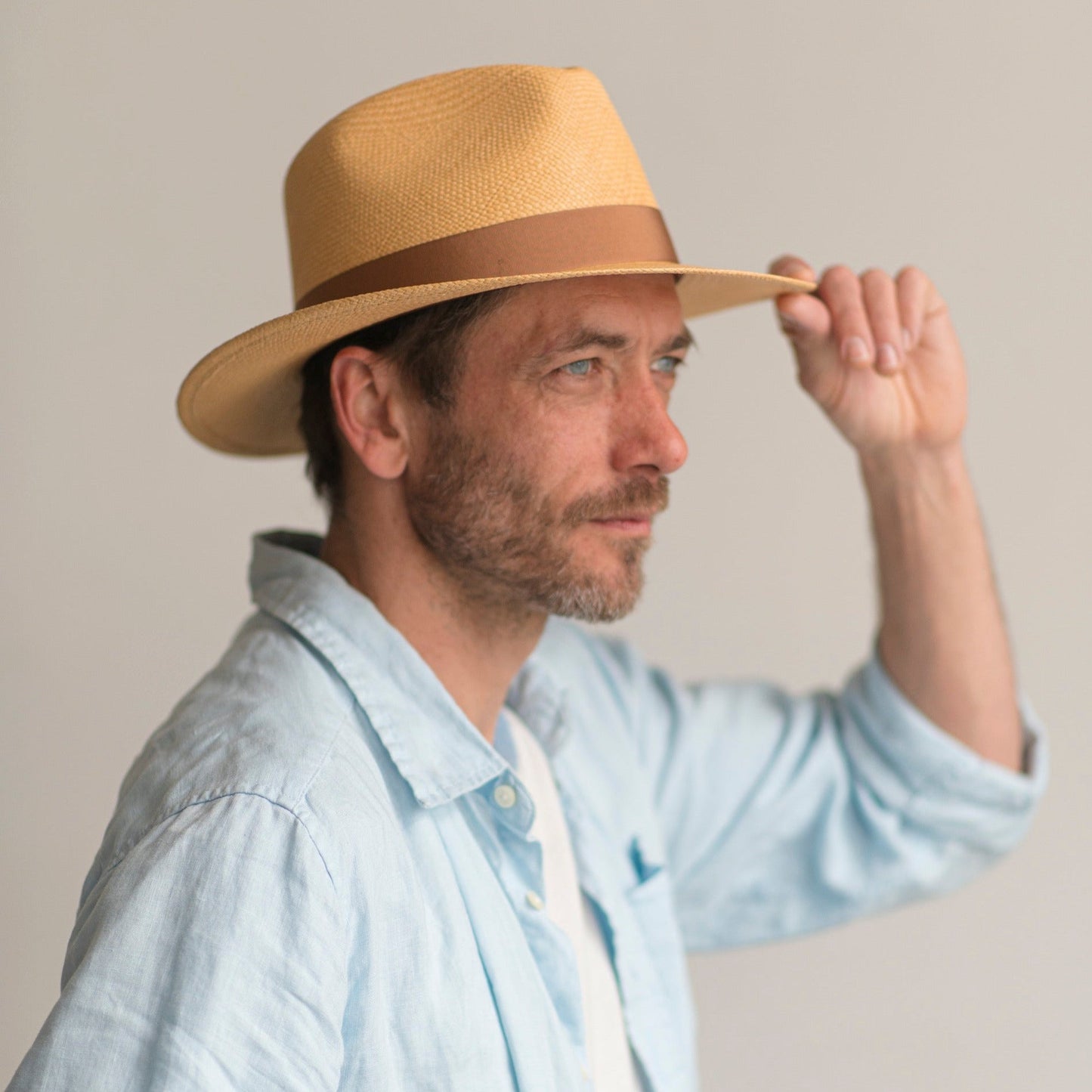 Grosgrain | Panama Western Fedora Hat - Brown