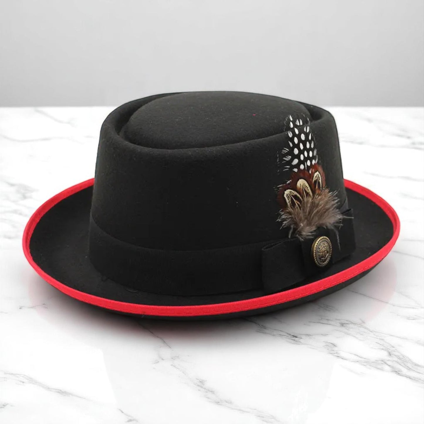 Cliff Bowler Hat-Black/Red