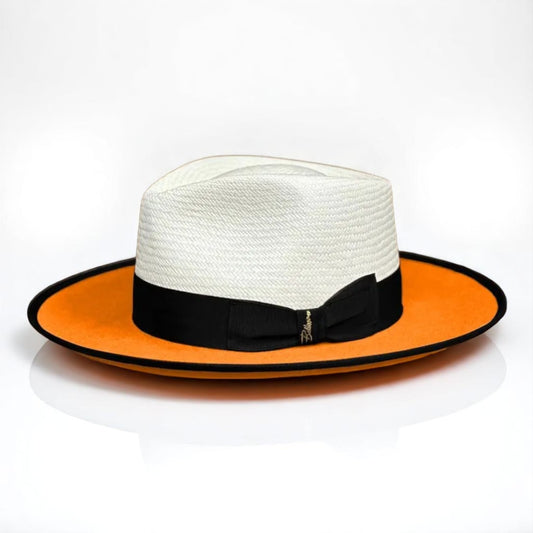 Two Tone | Exclusive Panama and Felt Fedora Hat - Orange