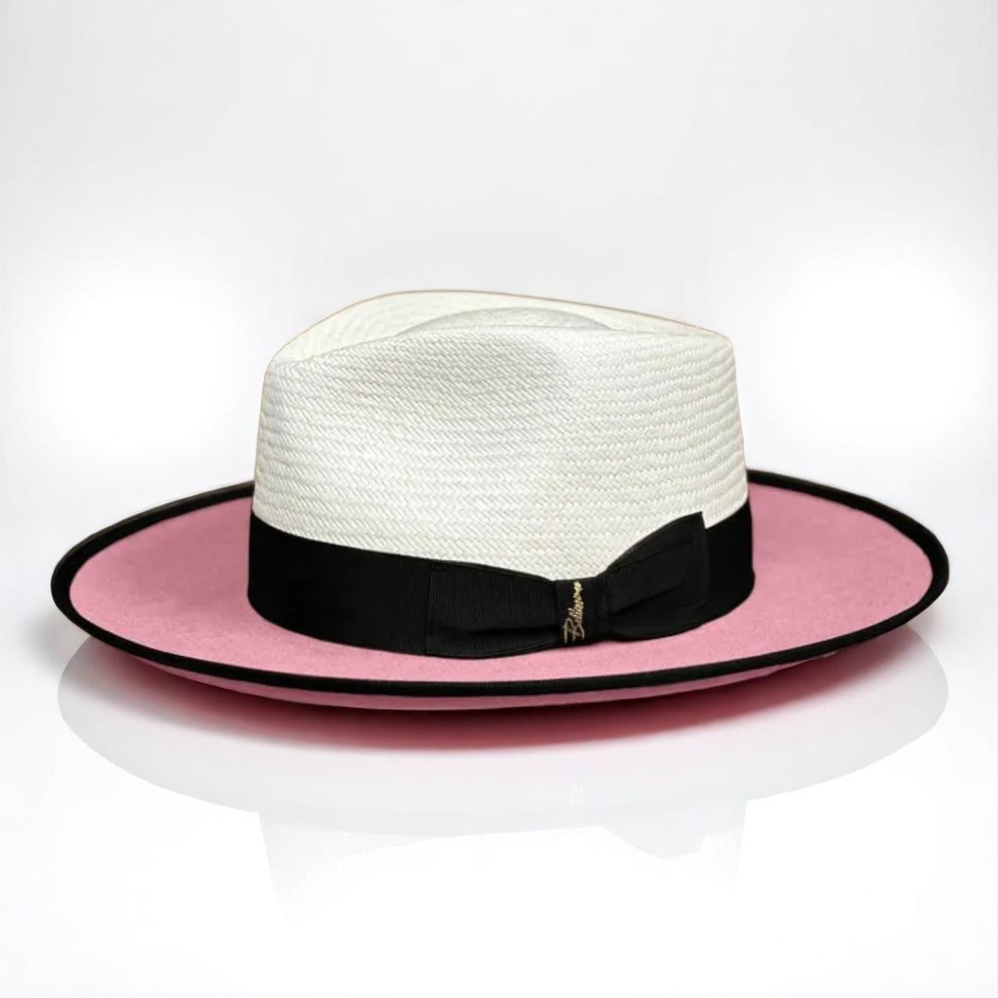 Two Tone | Exclusive Panama and Felt Fedora Hat - Pink