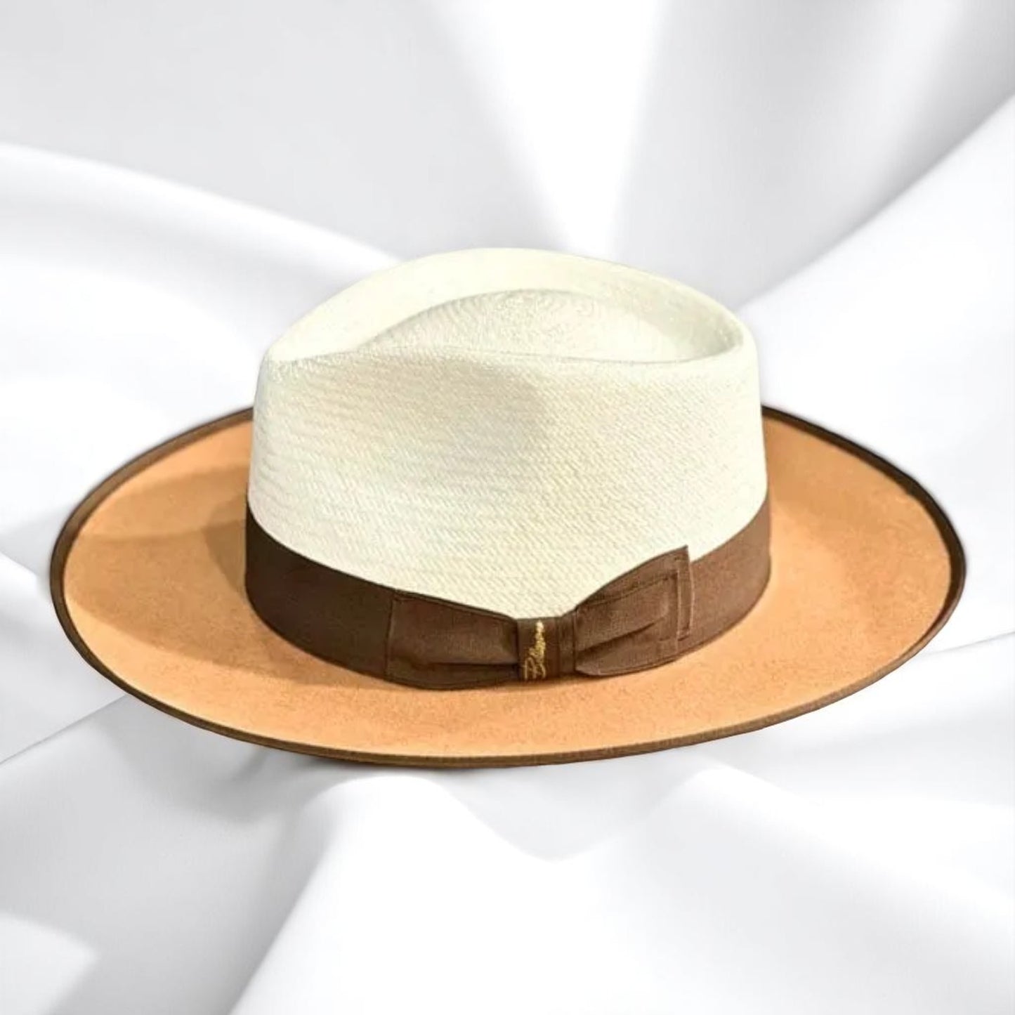 Two Tone | Exclusive Panama and Felt Fedora Hat - Camel
