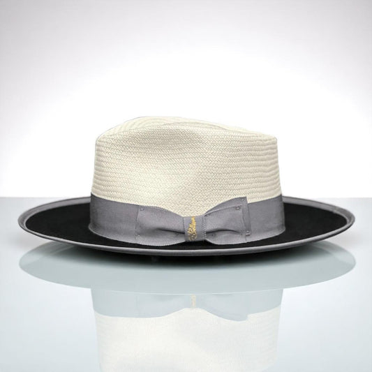 Two Tone | Exclusive Panama and Felt Fedora Hat - Jet Black