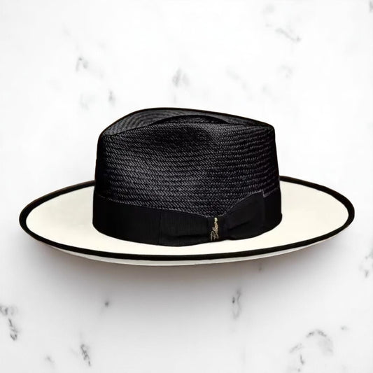 Two Tone | Exclusive Panama and Felt Fedora Hat - Black/Ivory