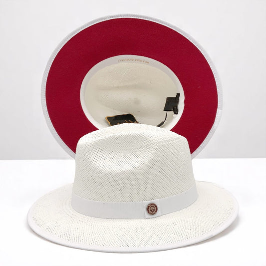 Color Bottom Wide Brim | Straw Fedora Hat