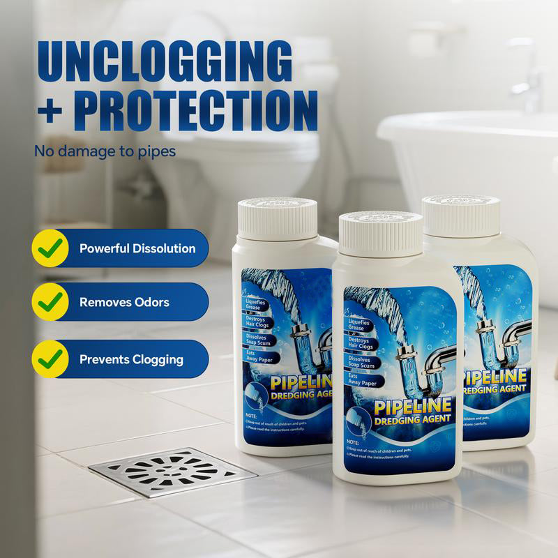 Powerful Pipe Dredging Agent for Kitchen and Toilet Pipelines - Dissolves 200+ Blockages and Kills 99% of Bacteria