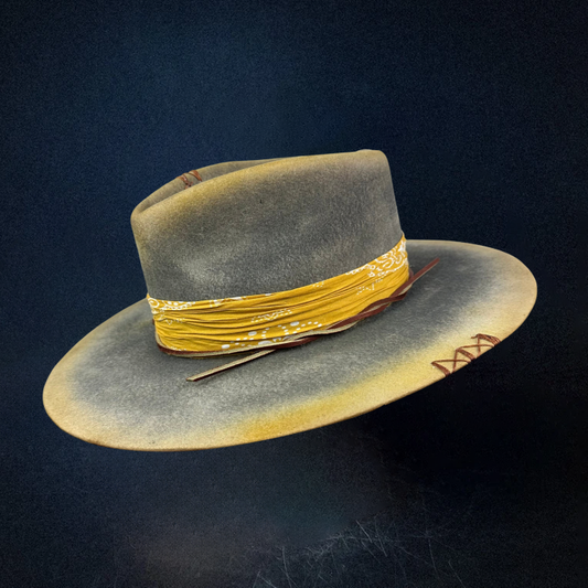 Road Brave XXIII Fedora Hat - Gray/Yellow
