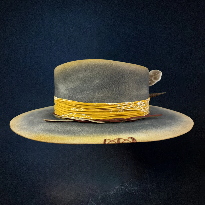 Road Brave XXIII Fedora Hat - Gray/Yellow