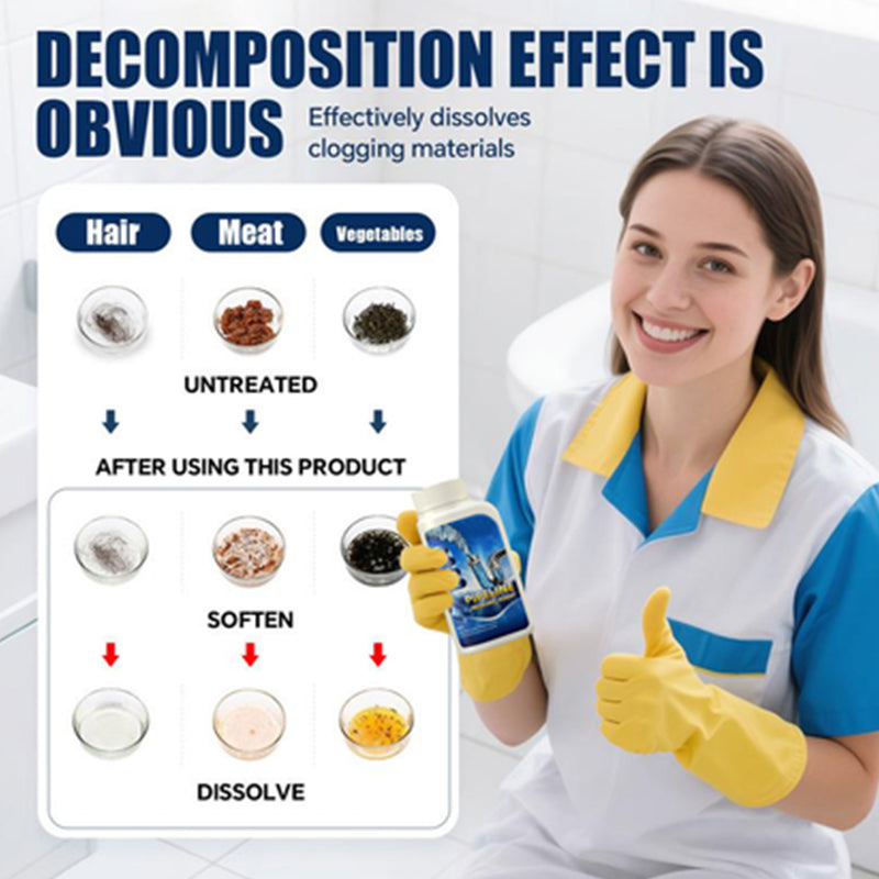 Powerful Pipe Dredging Agent for Kitchen and Toilet Pipelines - Dissolves 200+ Blockages and Kills 99% of Bacteria