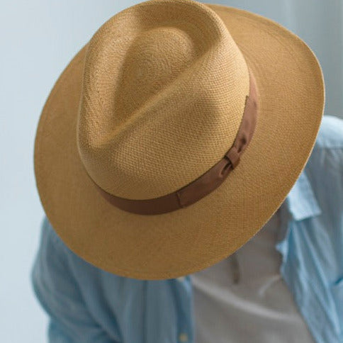 Grosgrain | Panama Western Fedora Hat - Brown