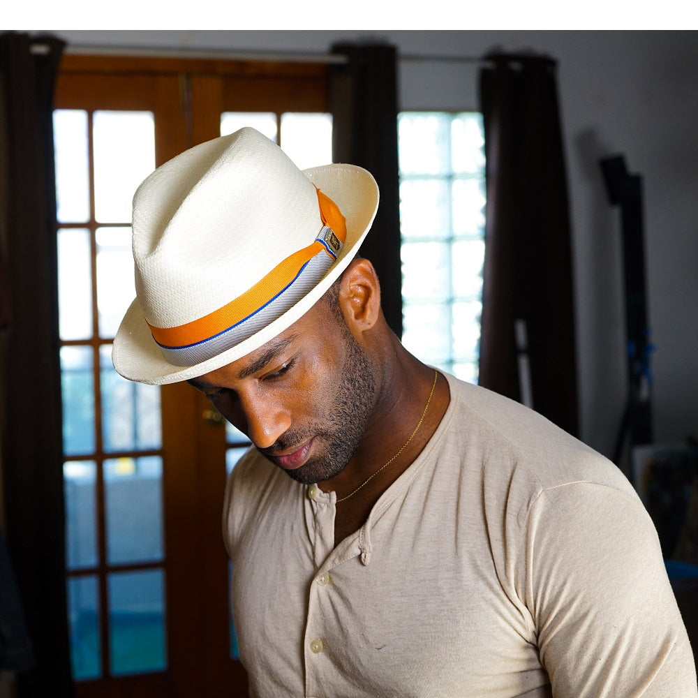 Brunswick | Classic Panama Hat - Natrual and Orange Band