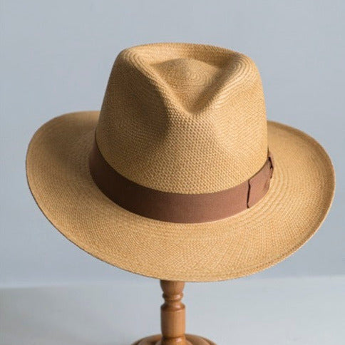 Grosgrain | Panama Western Fedora Hat - Brown